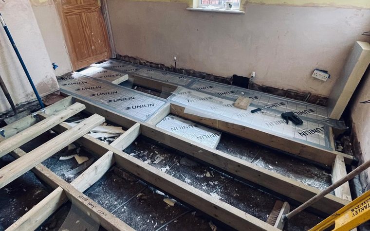 New ground floor joists going into the Mapperley house during the damp work
